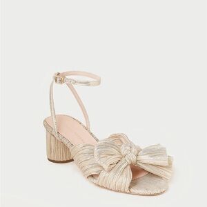 Dahlia Platinum Pleated Bow Heel